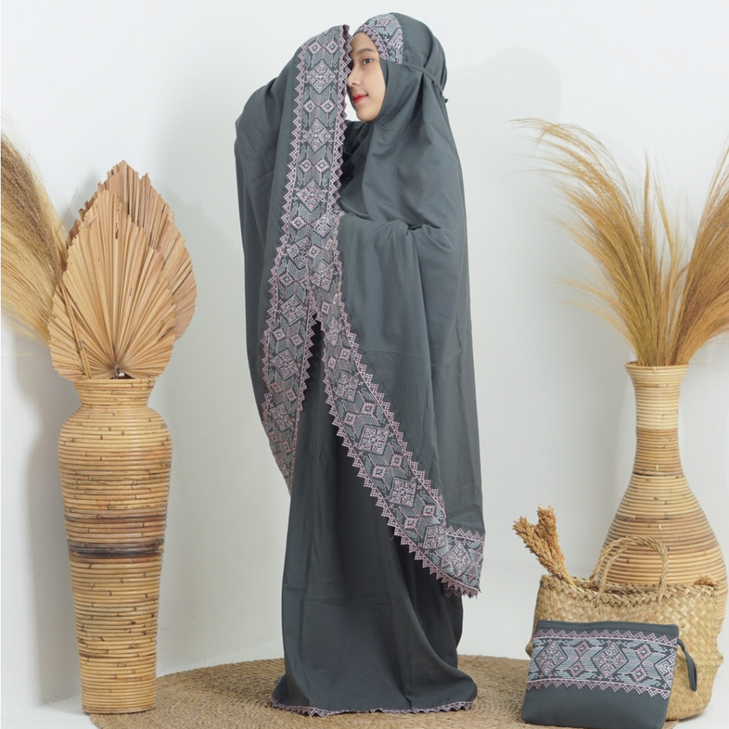 MUKENA DEWASA SONGKET BORDIR KATUN MEWAH / MUKENA DEWASA KHADIJAH PREMIUM CANTIK / MUKENA BORDIR