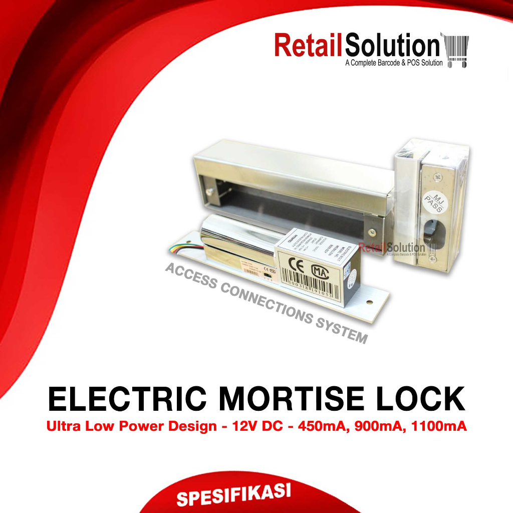 Electric Mortise Lock - Dropbolt Frameless untuk Glass Pintu Kaca