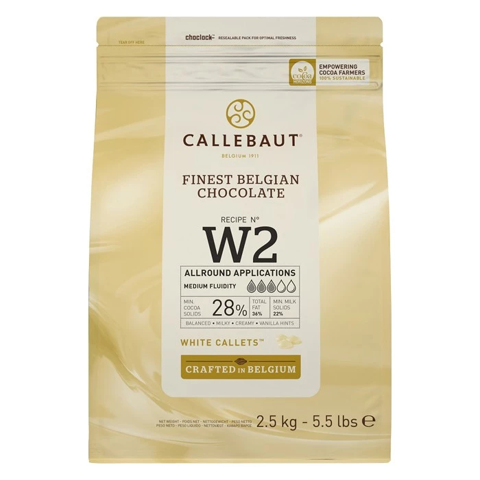 

CALLEBAUT WHITE W2 28 % COKLAT COIN PUTIH COVERTURE 2,5 KG