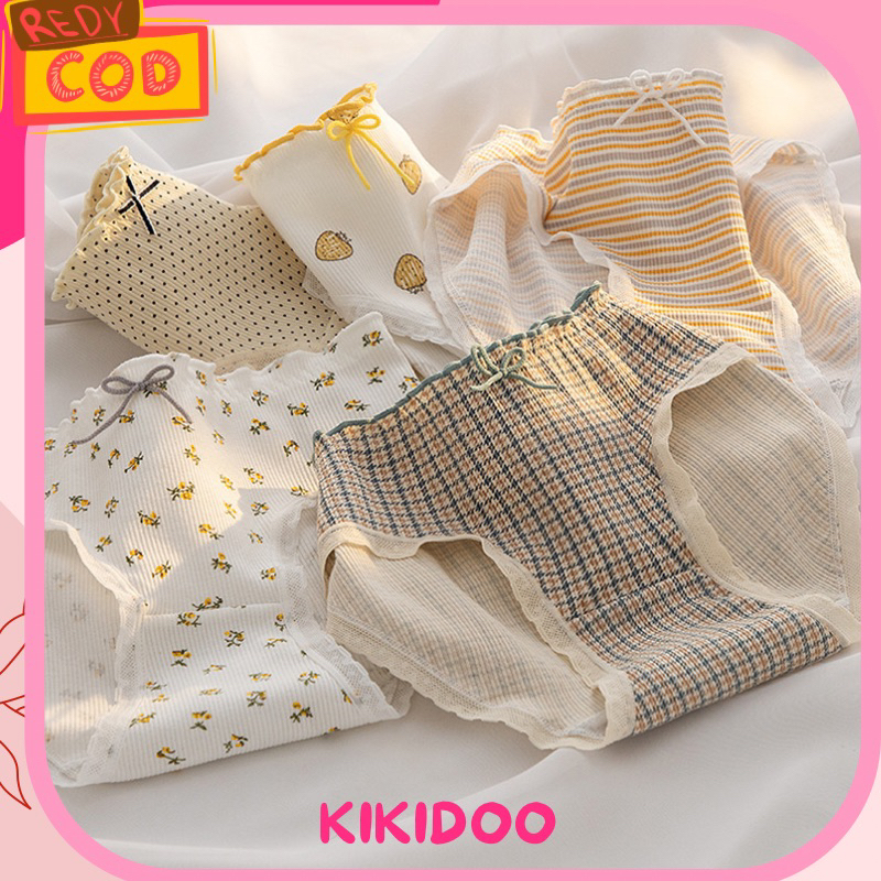 Kikidoo Celana Dalam Cewek Katun imut CD Wanita Little Flower Japan Panties C86