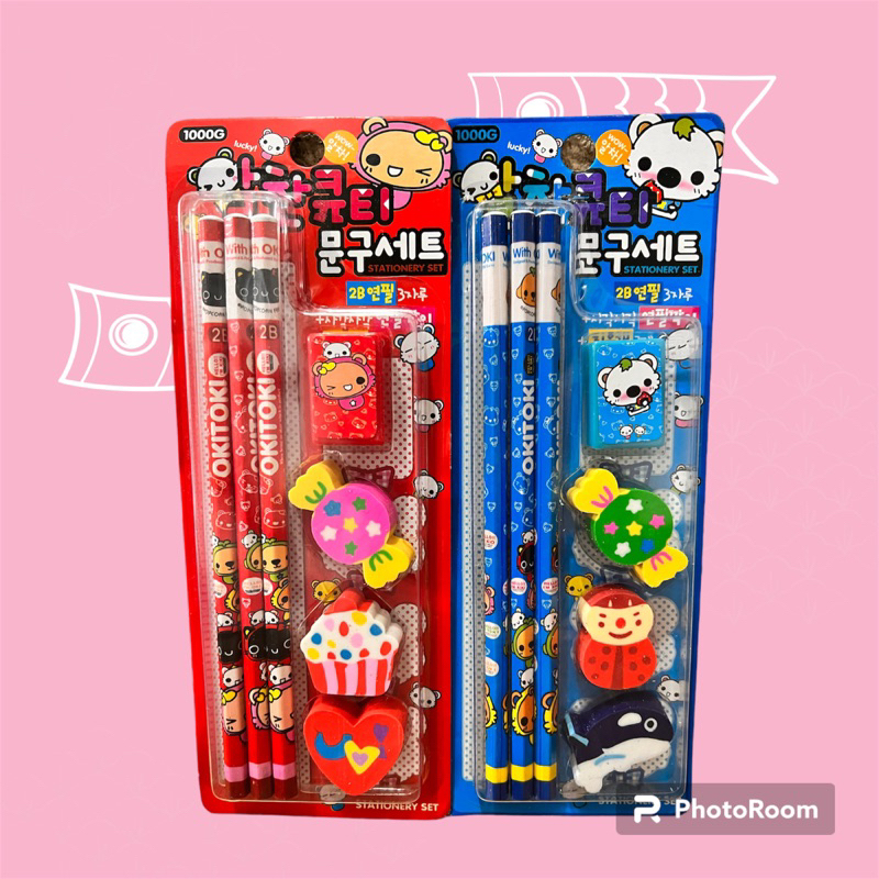 okitoki set stationery paket alat tulis anak lucu 7 in 1 hadiah sekolah mainaniyo kado mainaniyo