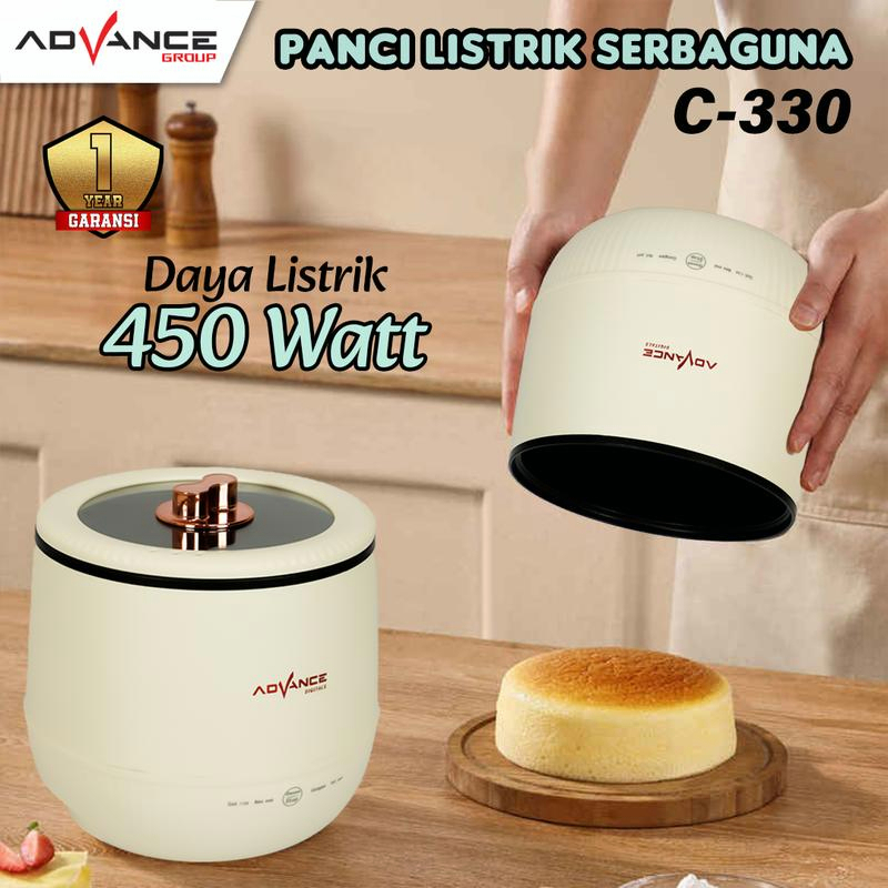 100%Advance C-330 Rice Cooker (Bisa Membuat Kue) 1.8L Penanak Nasi 450W Low Watt Multifungsi Rice Cooker