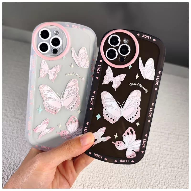 Case Samsung A03 A04S A10 A10S A12 M12 A13 4G A14 4G 5G A20S A21S Casing Pink Butterfly Silicon Premium