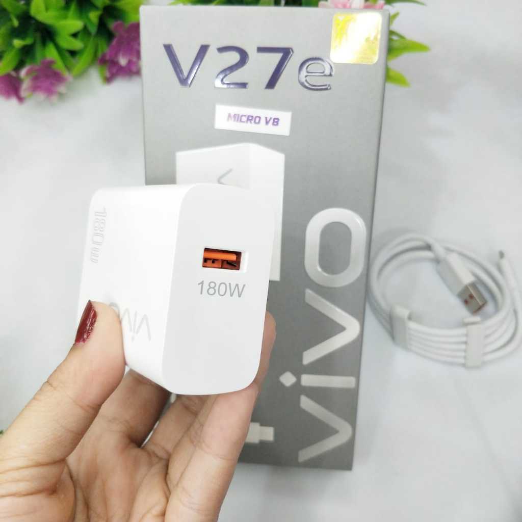 Charger Vivo V27E 120W Original 100% Fast Charging 9V-2A Micro USB &amp; Type-C