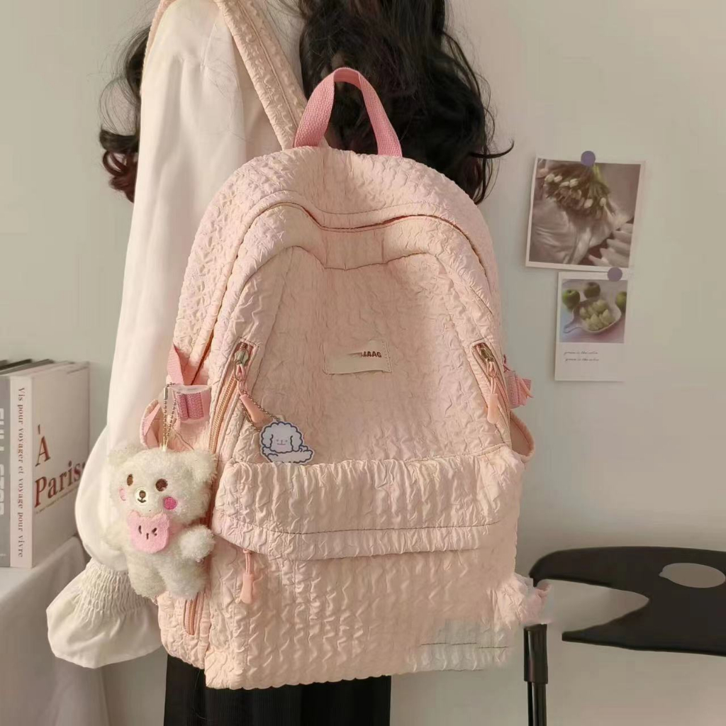 ransel mini murah tas ransel sekolah wanita korea tas ransel sekolah cewek ☃Sera Sera diimpor disesuaikan niche tas sekolah bordir ceri lembut fufu siswa ransel gadis ransel harian