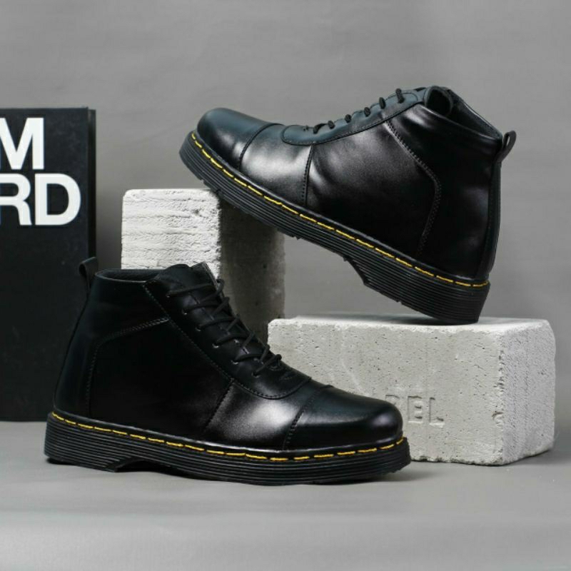 bungkusuku carribean - Sepatu Pantofel Boots Pria Original Kulit Asli Fashion Casual Kerja Formal Hitam