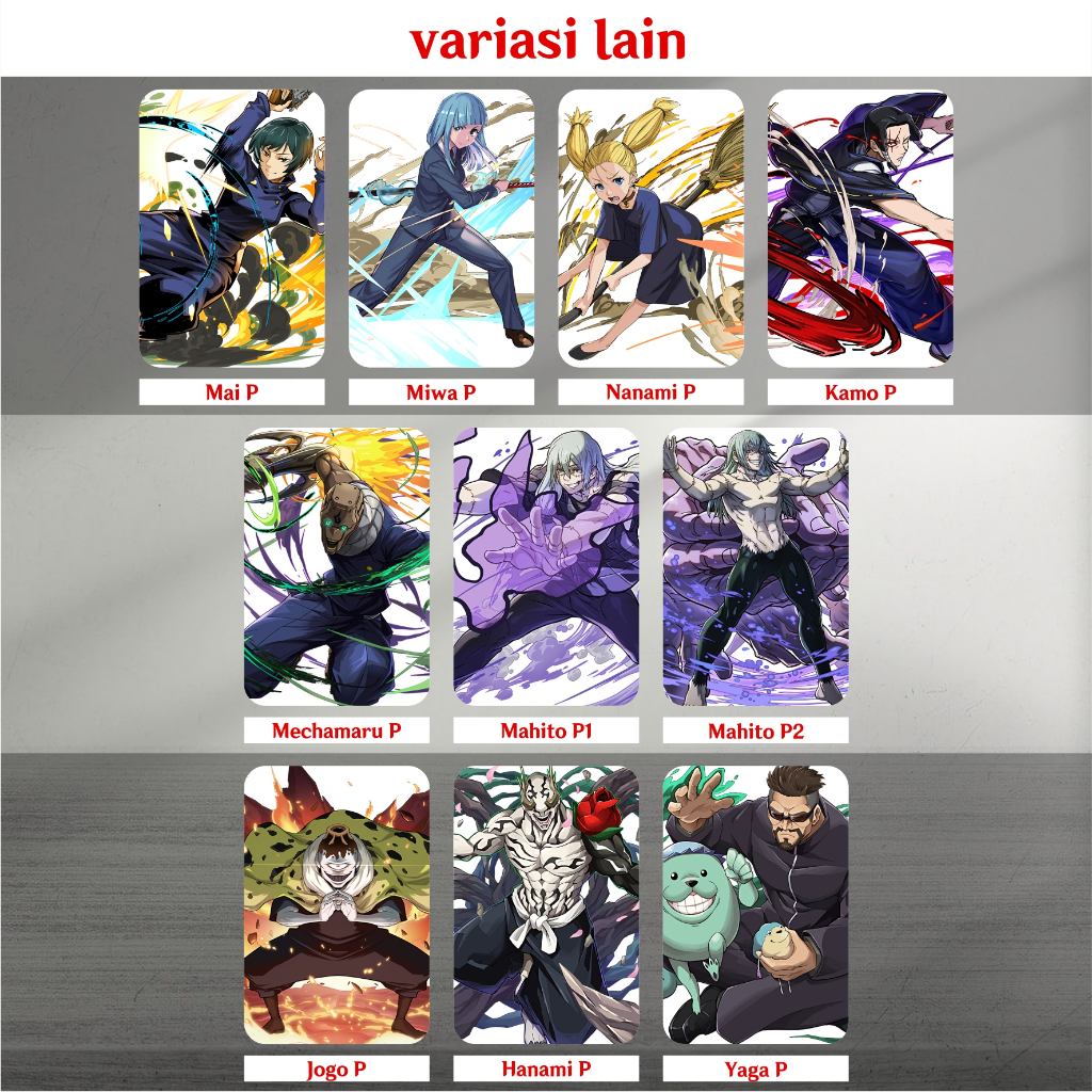 Koleksi Photocard / Kartu Anime Jujutsu Kaisen A - Itadori Fushiguro Kugisaki Gojo Sukuna Inumaki Maki Nanami Yuuta