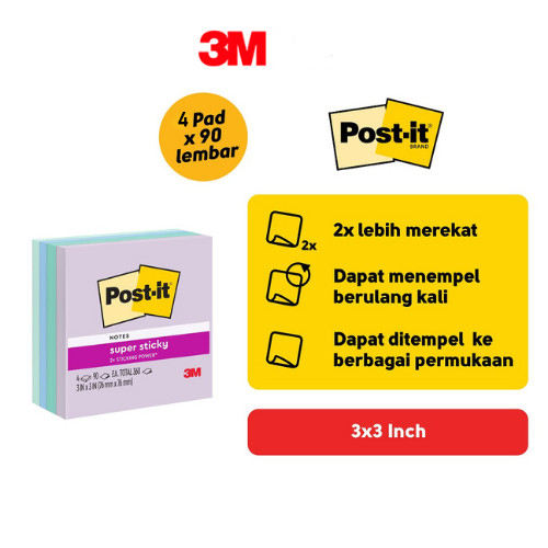 Ktmstore 3M Post it Sticky Notes Blue Hour 654-SS BLU HR 4 Pad 3x3&quot; memo 450lbr