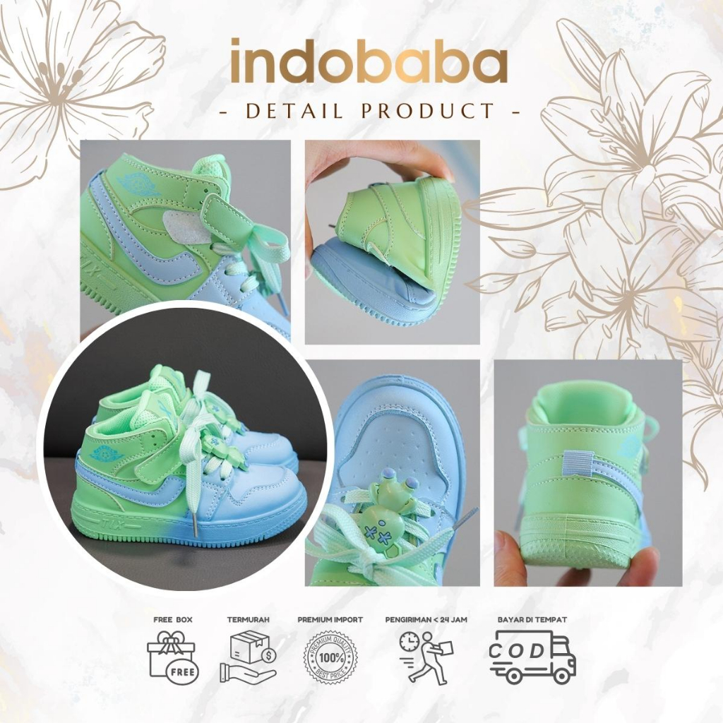 indobaba Sepatu Anak Perempuan Sneakers Anak Import Sport Fashion 1-5 Tahun S143