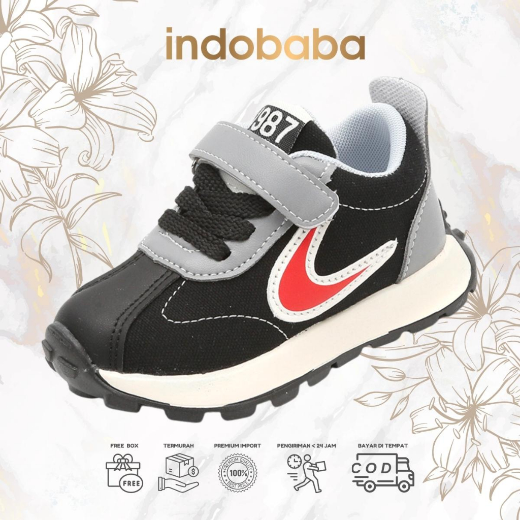 indobaba Sepatu Anak Perempuan Sneakers Anak Import Casual Elegant 1-5 Tahun S158