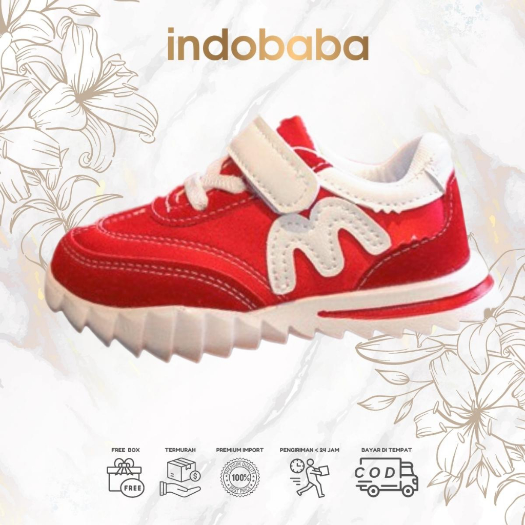 indobaba Sepatu Anak Perempuan Sneakers Anak Import Fashion Casual Sintetis1-5 Tahun S165