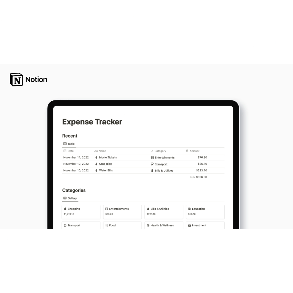 Notion - Template Notion Budgeting - Notion Expense Tracker | Lacak Pengeluaran