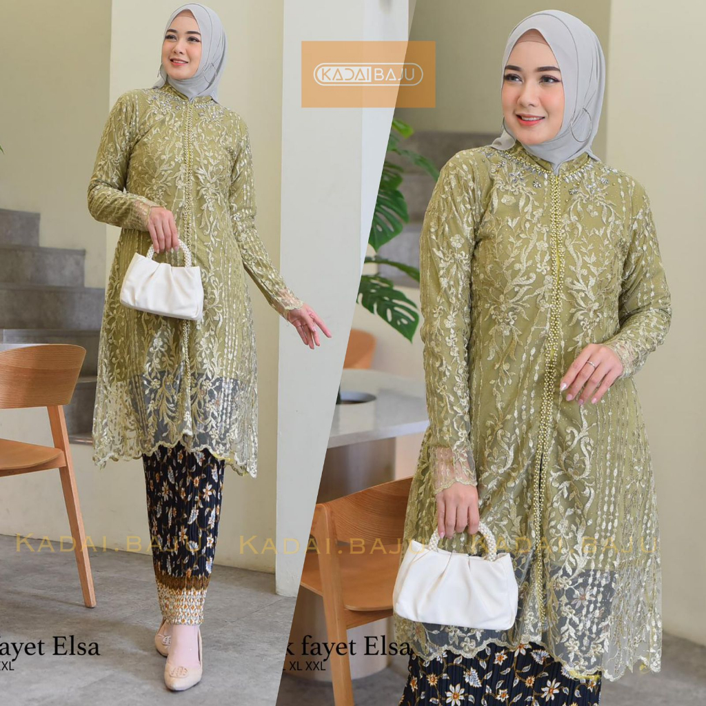 Kebaya kurung tunik payet salsa Kebaya modern Baju outfit pesta pernikahan lamaran wisuda dan kondangan Kebaya brukat jumbo modis dan cantik