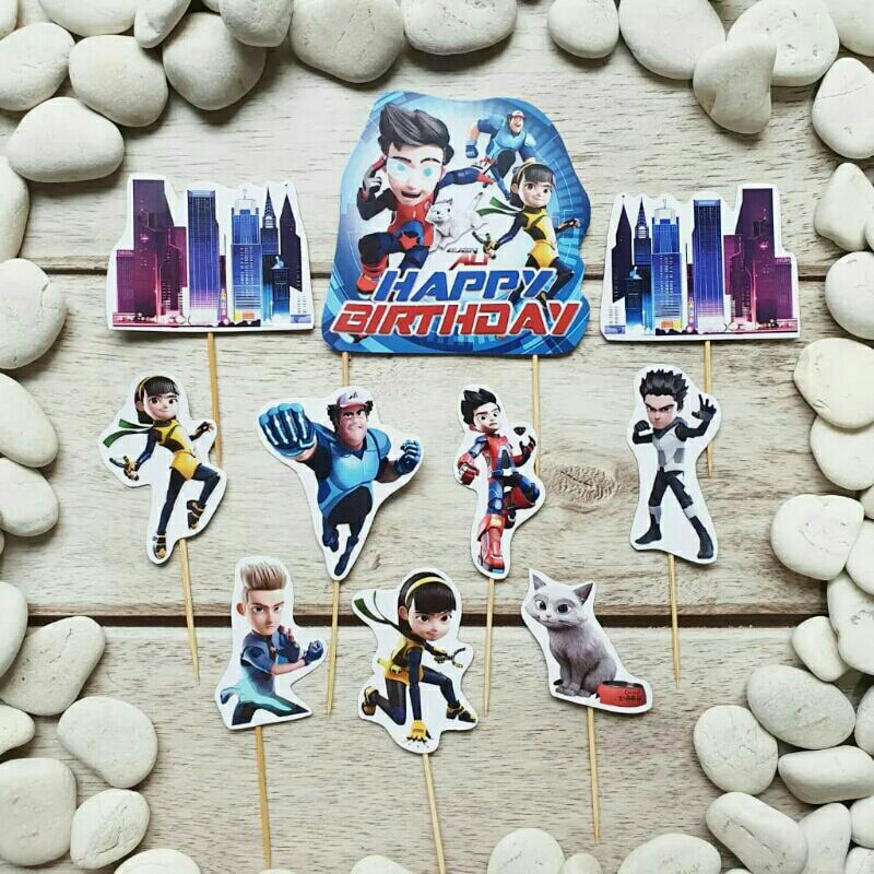 cake topper hiasan kue ulang tahun karakter ejen ali agent ali