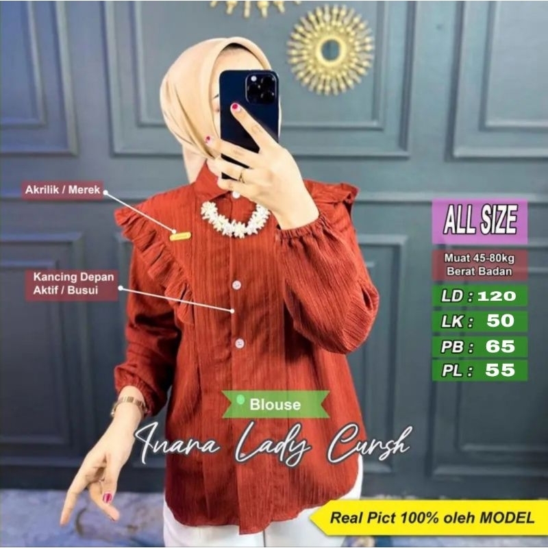 Kemeja Wanita Inara Lady Crush Atasan Blouse Kekinian Terbaru Korean Style