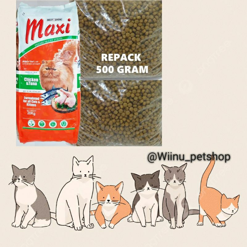 Maxi Chiken tuna 500 Gram Petshop Makanan Kucing Maxi