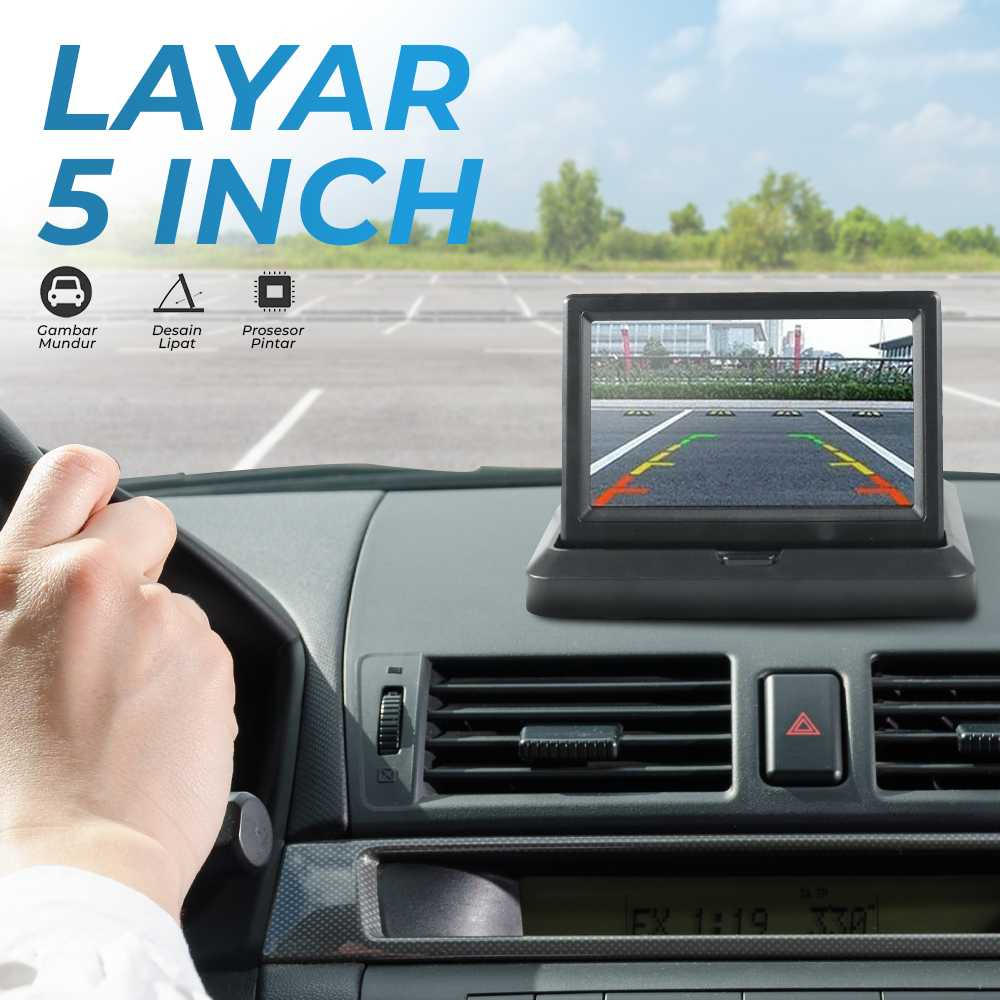 Layar Monitor Mobil Rear View Parkir Mobil TFT LCD Model Lipat Monitor Parkir Mobil Foldable Rear View TFT LCD 4.3 Inci Layar Monitor Mobil 5 Inci