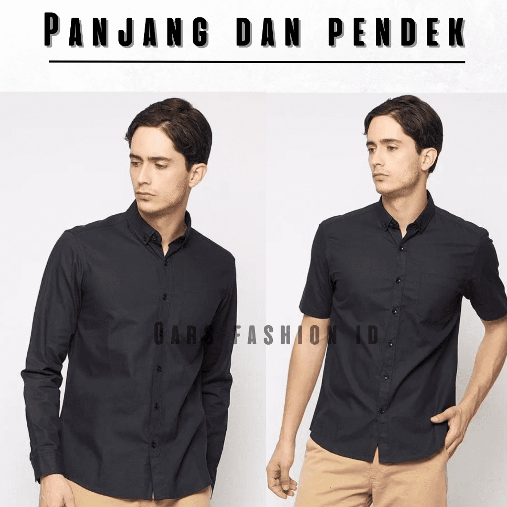 kemeja hitam polos pria lengan panjang dan pendek - kemeja kantor - kemeja casual - kemeja jumbo murah