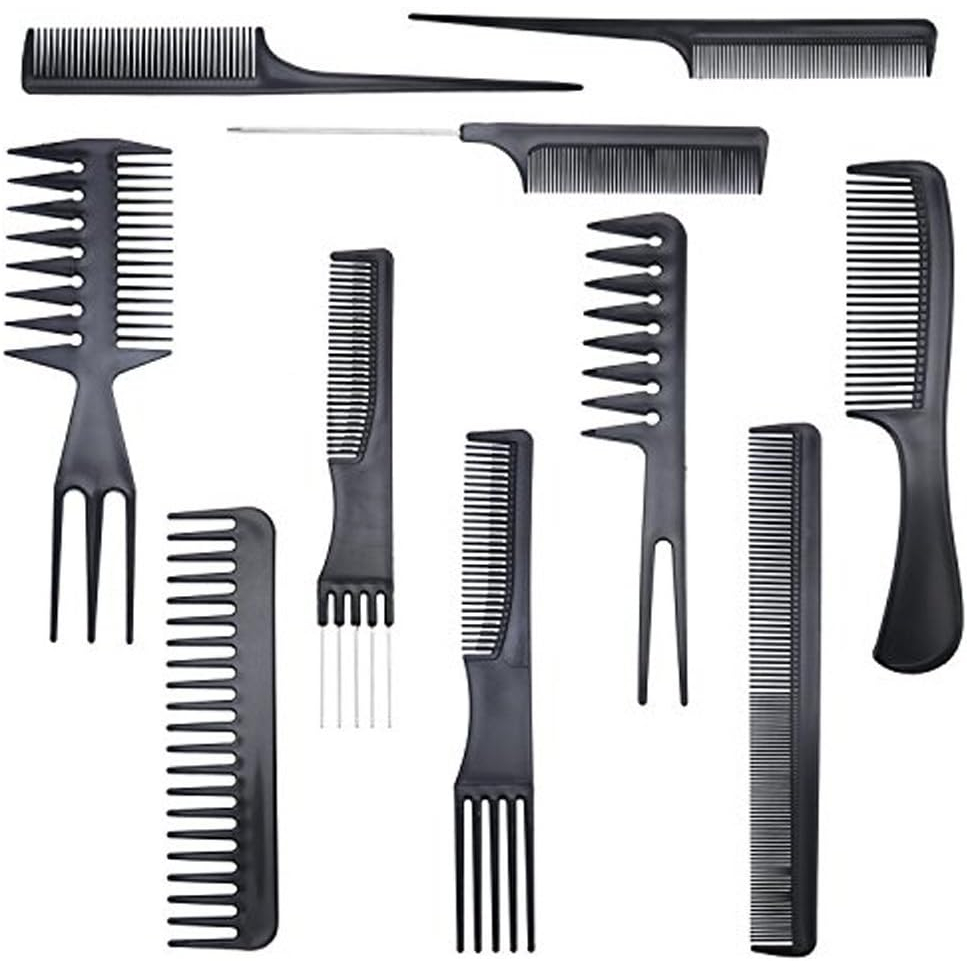 10 pc Sisir Rambut Set Salon Hair Perawatan Alat Kecantikan Set Comb Pria Perempuan Barbershop Barber