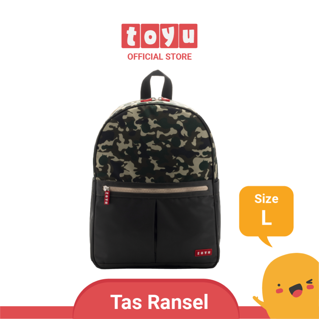 TOYU Backpack Tas Ransel Sekolah L Fashion Anak PAUD TK SD Laki Army Tentara Hitam Hijau Premium