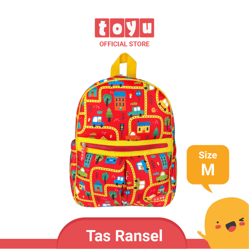 TOYU Backpack Tas Ransel Sekolah M Fashion Anak PAUD TK SD Laki Mobil Merah Premium