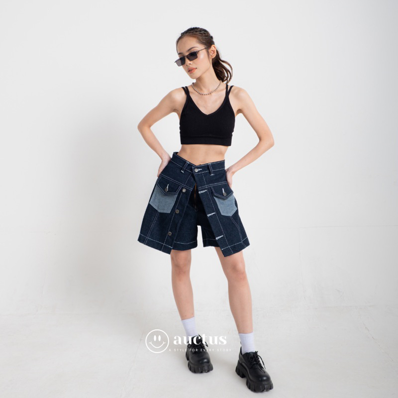 AUCTUS - Cher Button Denim Skort