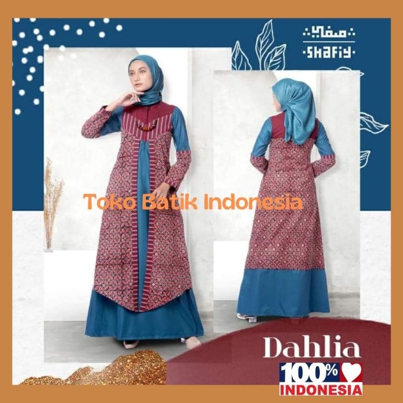 Baju Gamis Batik Etnik Shafiy GBL Dahlia Tenun Lurik Kombinasi Toyobo Dress Muslimah Syari Busui Mod