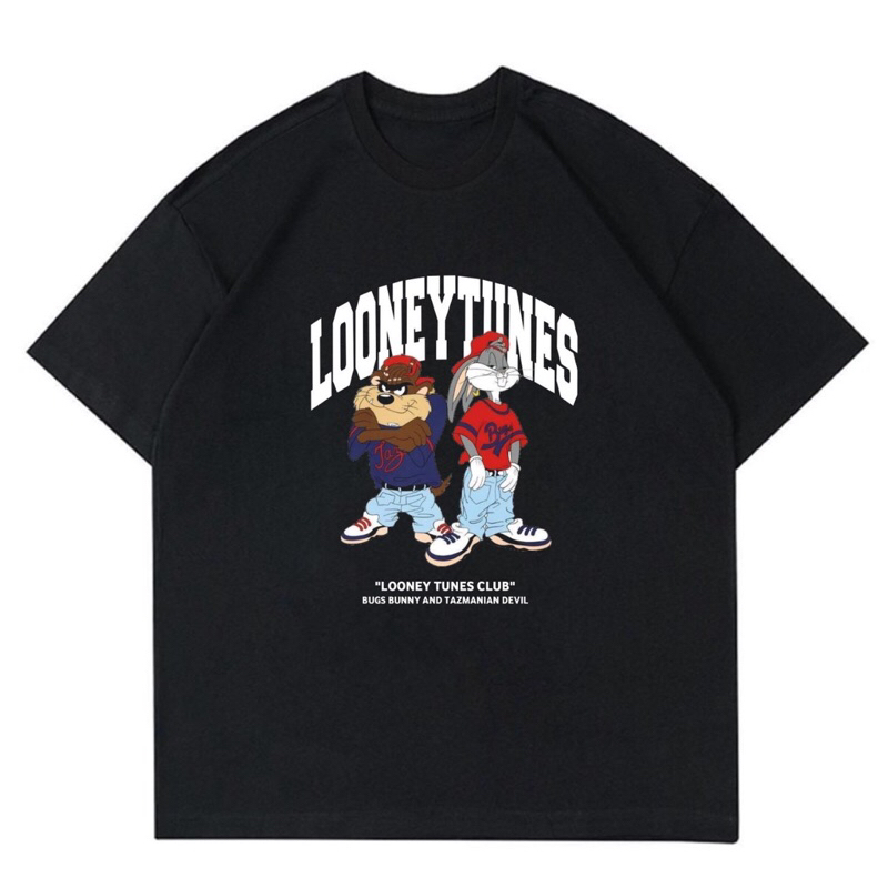 KAOS BAJU LOONEY TUNES CLUB - BUGS BUNNY AND TAZMANIAN DEVIL | T-SHIRT LOONEY TUNES OVERSIZE | BAJU 