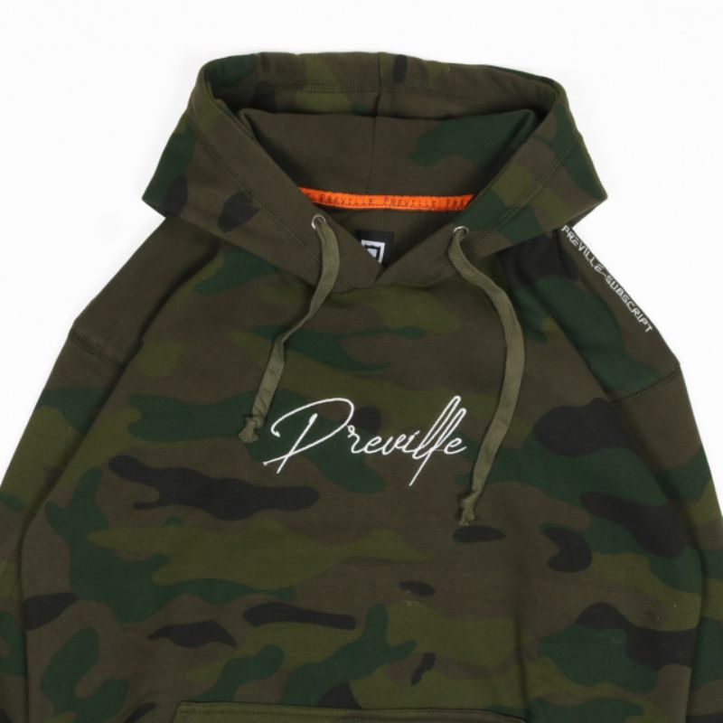 SWEATER HOODIE PREVILLE SUBSCRIPT CAMO ARMY