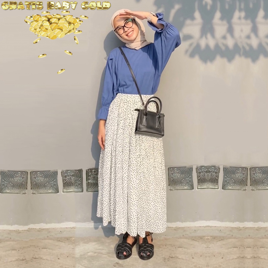 FREE GOLD Atasan Wanita Celin Blouse Bluse Jumbo Dengan Gaya Korean Style, Baju Oversize Crinkle Air