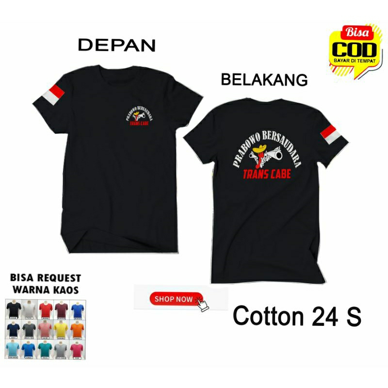 C.O.D Kaos Prabowo Bersaudara Trans Cabe Terbaru Free Stiker