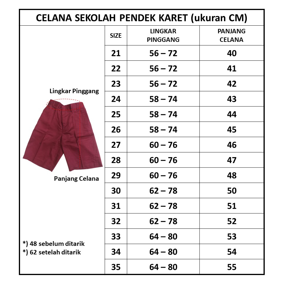 Seragam Sekolah Celana Pendek SD, SMP, Pramuka