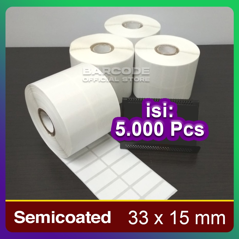 

Label Stiker Semicoat 33x15mm / 33 x 15 / 33x15 mm 2 Line (1 Slop)