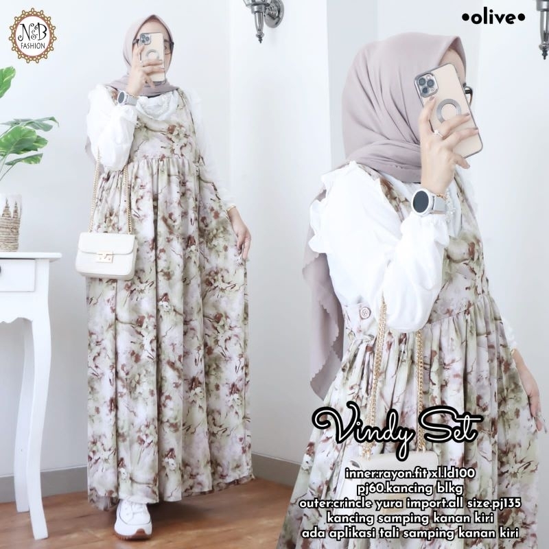 VINDY SET N&B FASHION DRESS PANJANG 2023 GAMIS MUSLIM