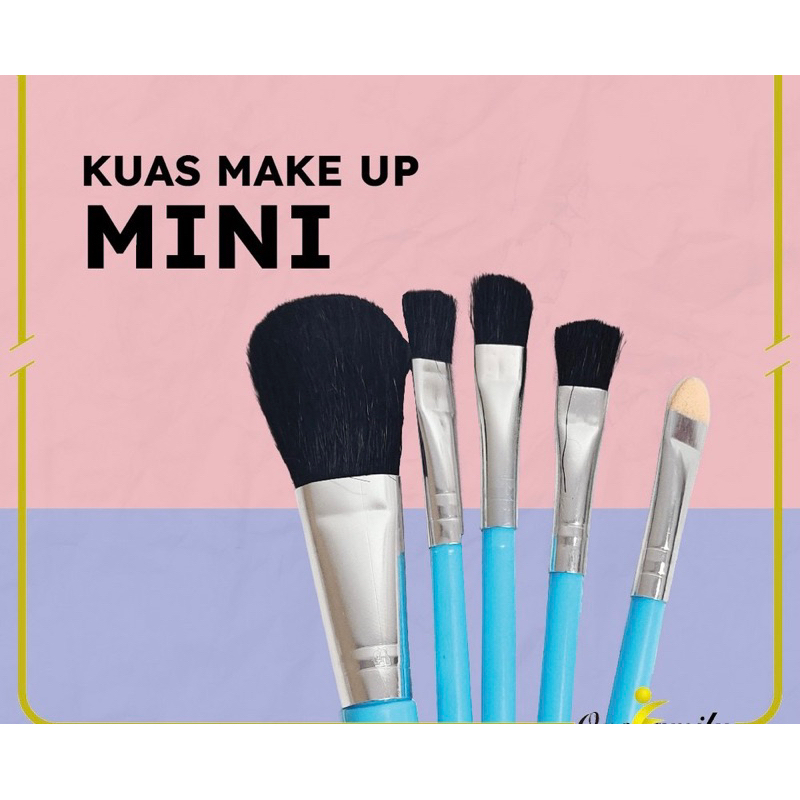 bgskinbukittinggi- K129 Kuas Make Up Set 5 IN 1 Mini Travel / Paket Kuas Make Up Brush Eye Shadow Foundation Blusher Tools Set