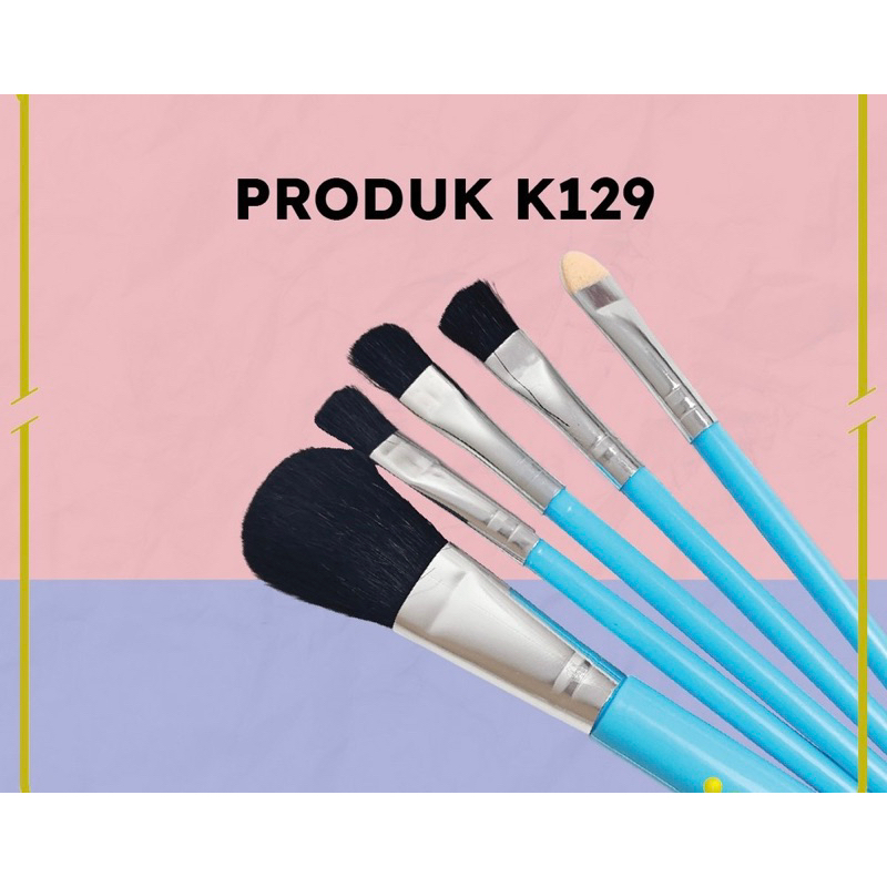 bgskinbukittinggi- K129 Kuas Make Up Set 5 IN 1 Mini Travel / Paket Kuas Make Up Brush Eye Shadow Foundation Blusher Tools Set