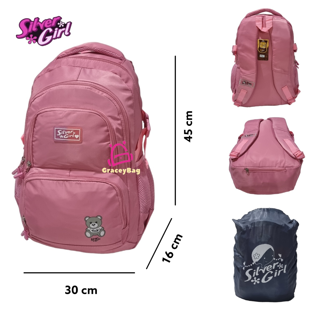 Gracey Bag 72514F / GB-72414F Tas Ransel Sekolah Anak Perempuan / Remaja Silvergirl