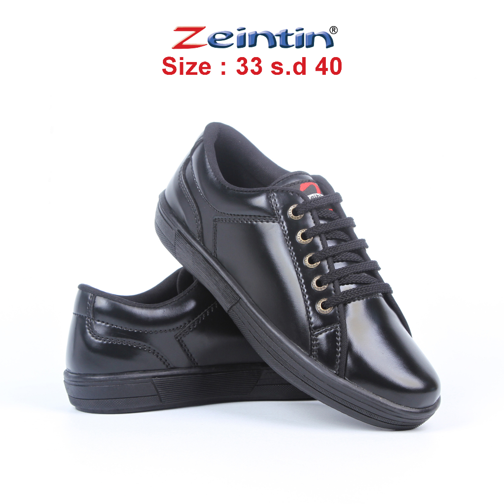 Zeintin - Sepatu Anak Tanggung Sepatu Sekolah Full Hitam Sintetis BJ