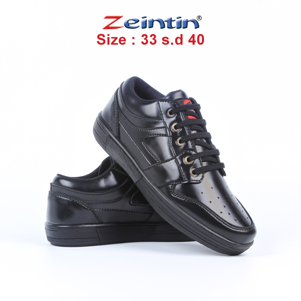 Zeintin - Sepatu Anak Tanggung Sepatu Sekolah Full Hitam Sintetis BJ