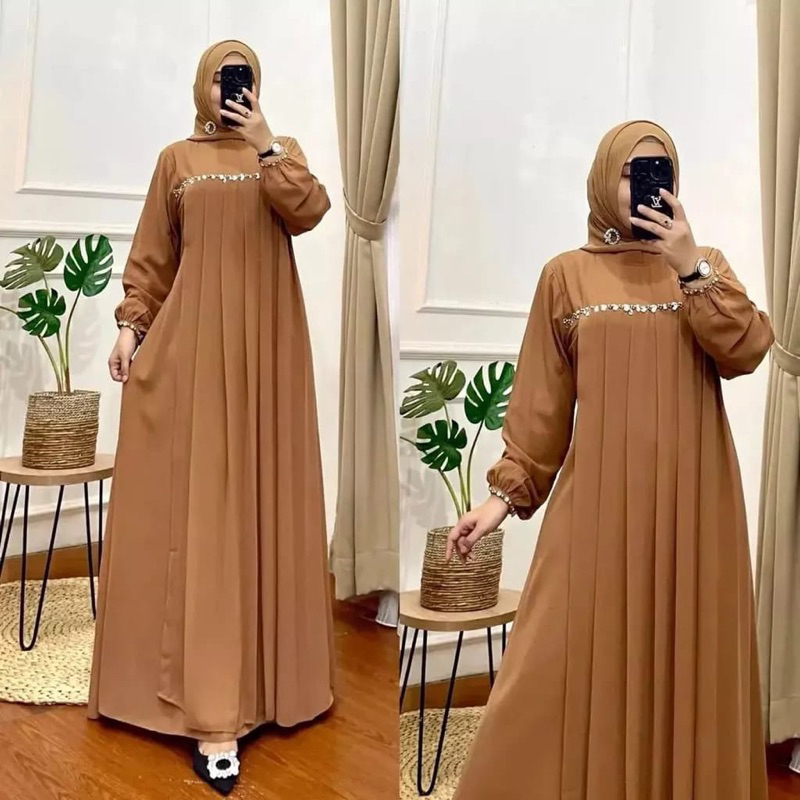 [COD ] GAMIS NABILA DRESS ceruty full puring