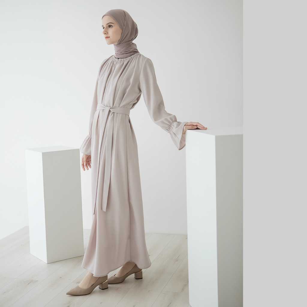 Sena by Aska Label - Dress wanita rayon gamis wanita lengan panjang dan details kerut