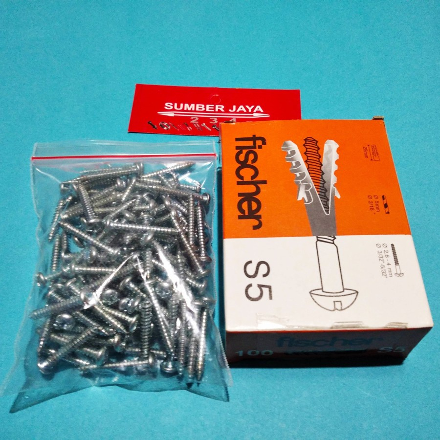 PAKET SIAP PAKAI !!! 100pcs Skrub 1”x6 dan 100pcs Fisher S5