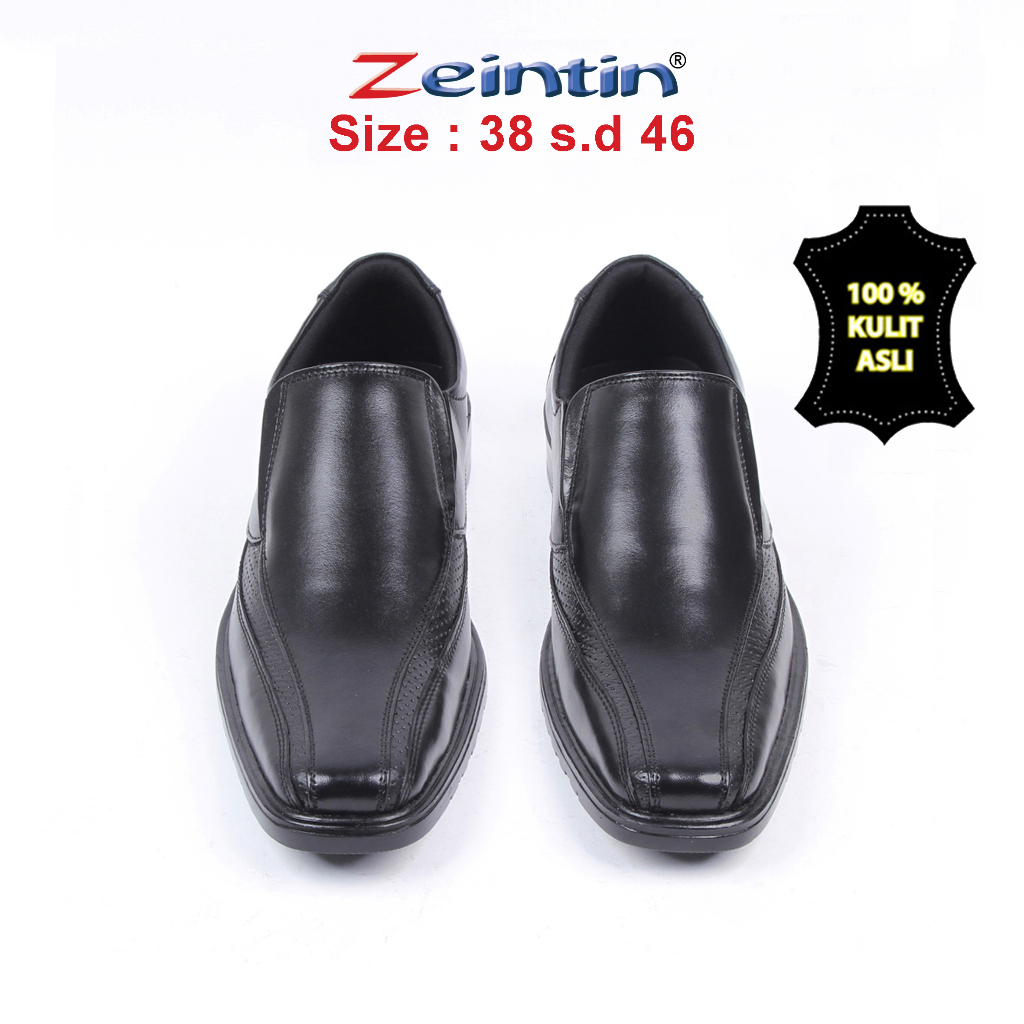 Zeintin - Sepatu Pantofel Sepatu Kulit Fantofel Pria Sepatu Formal Kuliah Kerja Kantor AJ Sepatu Pantofel Hitam Pria Formal Kantor Leather Swedian Premium