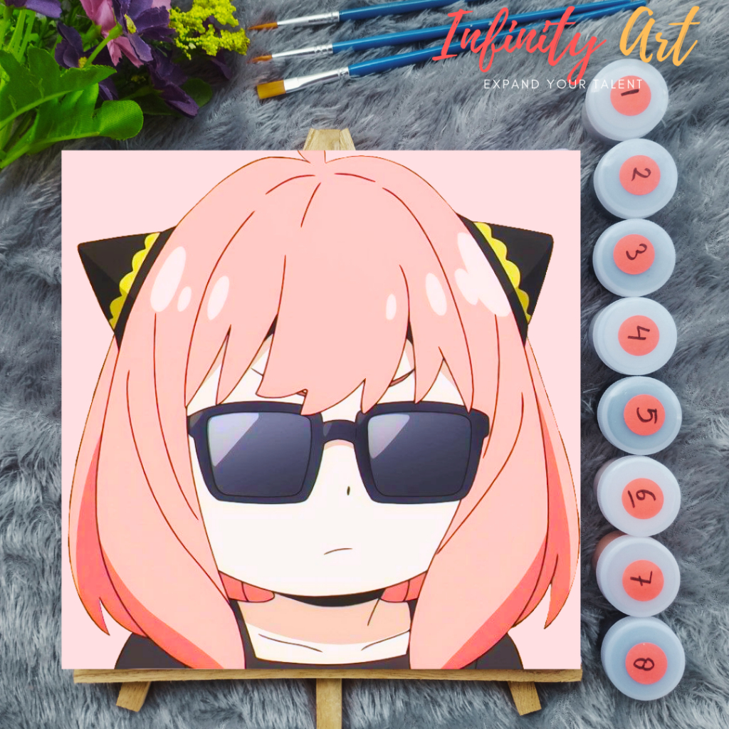 

Paint by Number [ Spy x Family ] Anya Forger Paint By Number Anime 20x20 cm Paint by Number Kit DIY canvas painting Kit mewarnai lukisan with wooden frame numbers kanvas painting kit with frame siap lukis oil painting paint by number customs buku