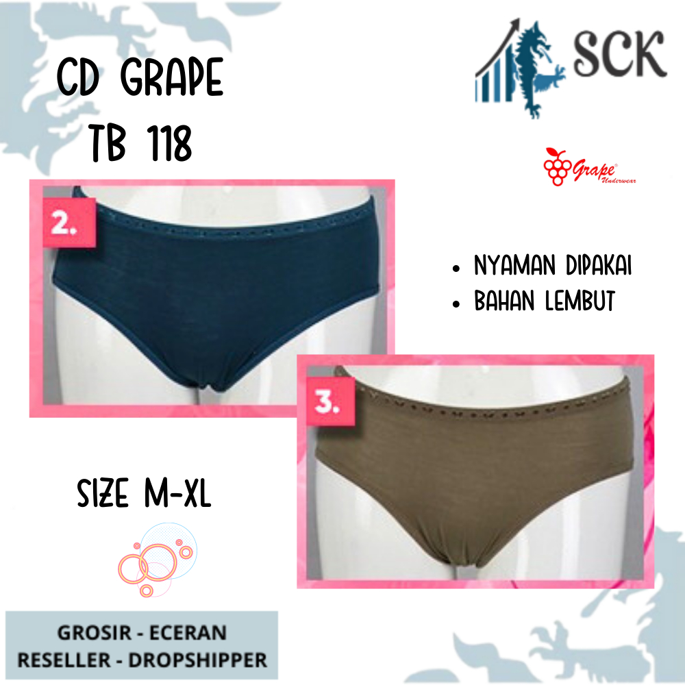 [ISI 3] Celana Dalam GRAPE 118 Halus / CD Ukuran M-XXL Bahan Katun / Pakaian Dalam Wanita