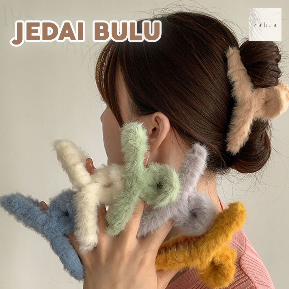 JEPIT JEDAI BULU - Hair Claw Korean Accessories Jepitan Aksesoris Korea Fur Clip Hairclip