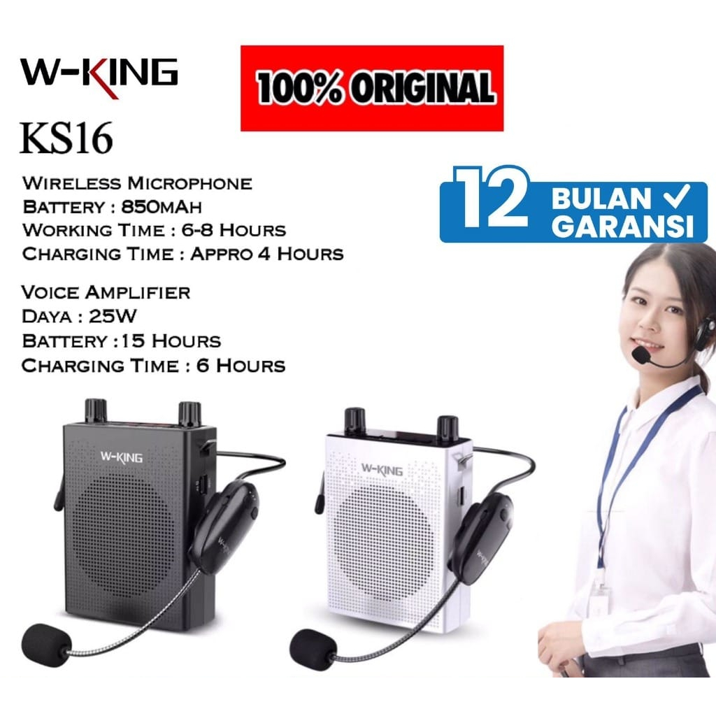 Wking KS16 Speaker Mini Bluetooth Pinggang Mic Headset Portable MP3