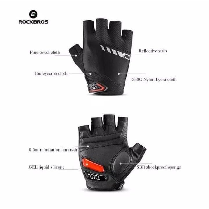 Sarung Tangan Sepeda Rockbros S143 Bike Half Finger Gel Pad Gloves