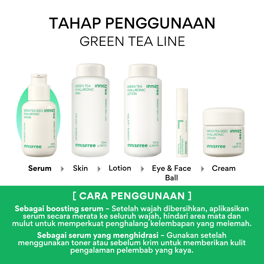 Buy 1 Get 2 Innisfree Green Tea Hyaluronic Serum Bundle