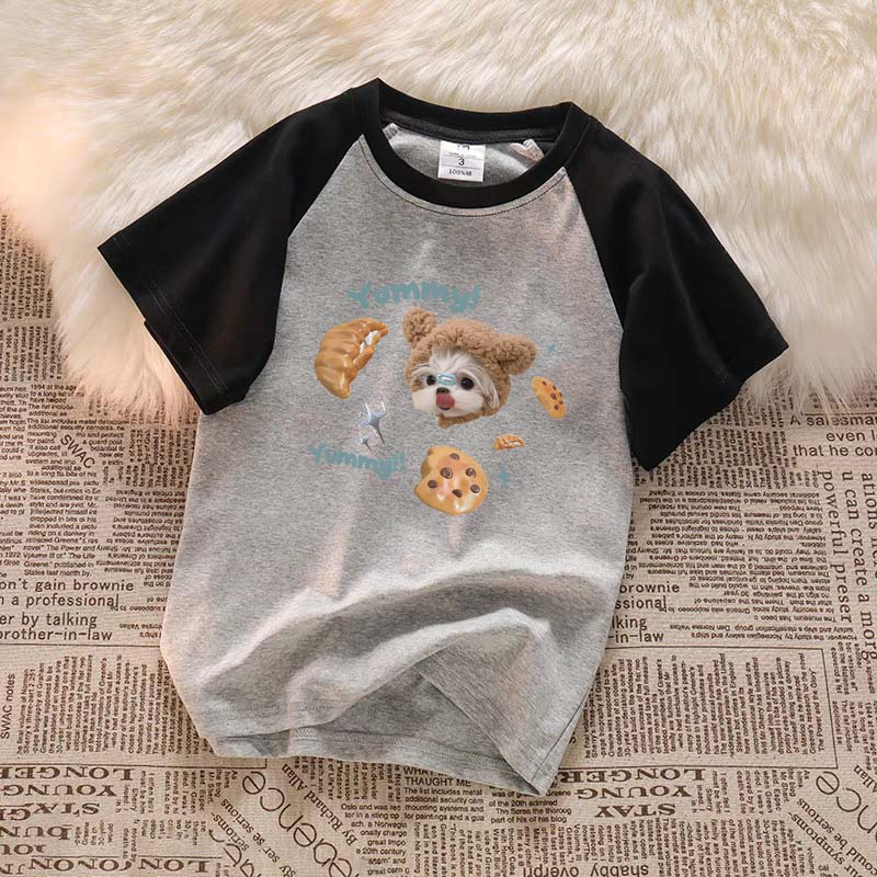 Raglan T Shirt Puppies And Desserts Kaos Oversize Baju Korean Style Wanita Ootd Atasan Wanita Kekinian Fashion